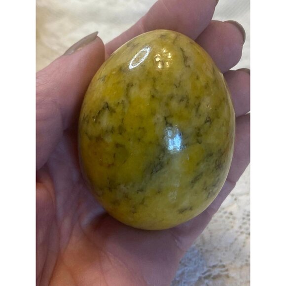 Polished Yellow Jasper Egg Stone Boho Decor Farmhouse - Picture 3 of 4